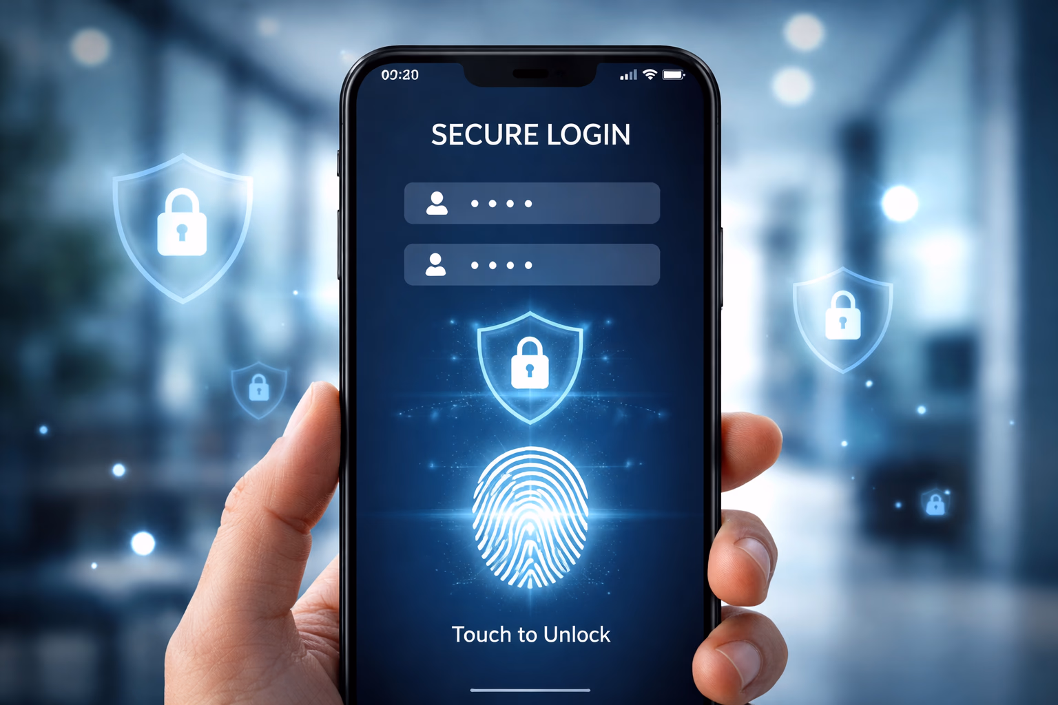 Enthusiastic Bangladeshi host presenting the Golry BD secure login screen with encrypted shield icons and digital tokens floating nearby